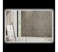 kleankin - Espejo de baño rectangular con luz LED y antiniebla interruptor táctil, 90 x 60 cm, aluminio