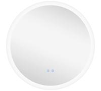 kleankin Espejo de Baño Redondo con Luces LED 70x70cm Antivaho 3 Colores de Luz Función de Memoria Interruptor Táctil Aosom España