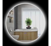 kleankin Espejo redondo iluminado LED espejo de pared para baño 70 cm con luz interruptor táctil sistema antivaho brillo regulable 35W blanco y plata