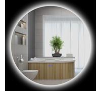 kleankin Espejo Redondo LED con iluminación 80 cm Blanco y Plata | Espejo de pared, con iluminación, interruptor táctil, sistema antivaho, brillo ajustable, 20,5W+26W.