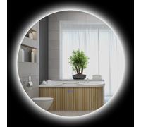 kleankin Espejo redondo luminoso LED de baño 70 cm mural con interruptor táctil sistema antivaho 35W Gris Aosom España