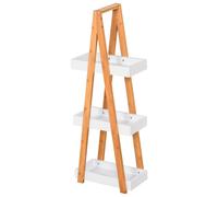 kleankin Estantería de Bambú para Baño con 3 Estantes de Almacenaje Mueble Organizador para Cocina Salón 30x18x81 cm Natural y Blanco Aosom España