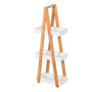 kleankin Estantería de Bambú para Baño con 3 Estantes de Almacenaje Mueble Organizador para Cocina Salón 30x18x81 cm Natural y Blanco Aosom España