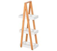 kleankin Estantería de Baño de Bambú Forma de A 30x18x81cm Natural y Blanco