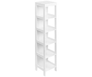 kleankin Estantería de Baño de Suelo de 5 Niveles Mueble Auxiliar de Almacenaje para Cocina Salón Dormitorio Estilo Moderno Antivuelco Carga 30 kg 30x30x140 cm Blanco