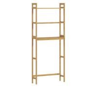 kleankin Estantería sobre Inodoro de Bambú Estantería de Baño con 3 Estantes y Alfombrillas Antideslizantes Antivuelco Estilo Moderno 68x20x165 cm Natural