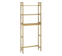 kleankin Estantería sobre Inodoro de Bambú Estantería de Baño con 3 Estantes y Alfombrillas Antideslizantes Antivuelco Estilo Moderno 68x20x165 cm Natural