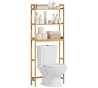 kleankin Estantería sobre Inodoro de Bambú para WC 68x20x165 cm Natural
