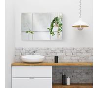kleankin Mueble Armario de Baño con Espejo 3 Puertas 90x60x13,5 cm Roble | para Aseo, Estantes Regulables, Estilo Moderno, para Dormitorio
