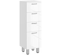 kleankin Mueble Auxiliar Baño Moderno 4 Patas 30x30x93 cm Blanco Brillante