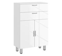 kleankin Mueble Auxiliar Baño Moderno con 2 Cajones Armario y Estantes Ajustables Antivuelco Carga 35 kg 60x30x93 cm Blanco Aosom España