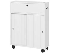 kleankin Mueble Auxiliar Baño Moderno con 4 Ruedas 52x17x67 cm Blanco