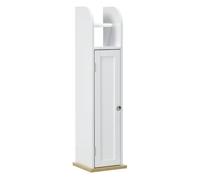Kleankin Mueble Auxiliar de Baño con Estantes Ajustables y Portarrollos de Papel - Columna de Suelo 20x20x80 cm Blanco