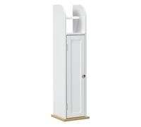 kleankin Armario de Baño con Soporte para el Papel Higiénico y Armario de 3 Compartimentos 20x20x80 cm Blanco Aosom España