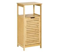 kleankin Mueble Auxiliar de Baño de Bambú Armario para Baño con 2 Estantes y 1 Cajón de Tela Extraíble Mueble de Almacenaje para Salón Cocina 40x30x86,5 cm Natural