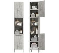 kleankin Mueble Auxiliar Armario Alto para Baño Gran Almacenamiento con Zonas Abiertas y Cerradas 30x32x172.5 cm Aosom España