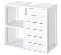 kleankin Mueble Bajo de Lavabo para Baño Suspendido 60x30x54 cm Blanco | Compacto, con 2 Estantes Abiertos, Zona Cerrada
