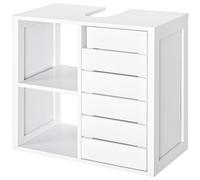 kleankin Mueble Bajo de Lavabo para Baño Suspendido Compacto con 2 Estantes Abiertos y Zona Cerrada 60x30x54 cm Blanco