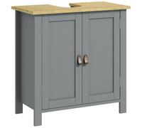 kleankin Mueble bajo lavabo 2 puertas balda ajustable 2 estantes interiores mangos de PU 60x30x60 cm Gris Aosom España