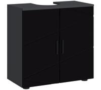 kleankin Mueble bajo lavabo Baño para Pedestal con Armario 2 Puertas 60x30x60 cm Negro Aosom España