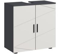 kleankin Mueble bajo lavabo con armario de 2 puertas, mueble bajo lavabo de madera con estante ajustable, para lavabos con o sin columna, 60 x 30 x 60 cm, gris