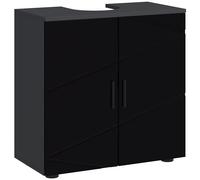 kleankin Mueble bajo lavabo con armario de 2 puertas, mueble bajo lavabo de madera con estante ajustable, para lavabos con o sin columna, 60 x 30 x 60 cm, negro