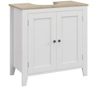 kleankin Mueble bajo Lavabo Mueble de Baño con 2 Puertas y Estante Ajustable Armario de Baño para Lavabo con o sin Pedestal Estilo Moderno 60x30x60 cm Blanco