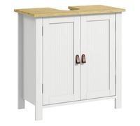 kleankin Mueble bajo Lavabo Mueble de Lavabo con Pie Mueble de Baño con 2 Puertas 2 Mangos y Estante Ajustable sin Lavabo 60x30x60 cm Blanco