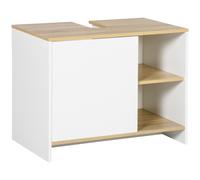 kleankin Mueble Bajo Lavabo Mueble de Lavabo Moderno Mueble de Baño con Compartimentos y Puerta 77x45x60 cm Blanco y Natural