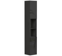 kleankin Mueble columna de baño 2 armarios con estantes regulables + 2 nichos 30 x 30 x 181,5 cm negro