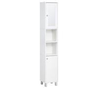 kleankin Mueble columna de baño armario alto 2 armarios 6 nichos estantes ajustables 30x28x180 cm Blanco Aosom España