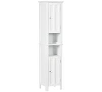kleankin Mueble columna de baño armario alto diseño moderno 2 armarios con puerta 35x30x158,5 cm Blanco Aosom España