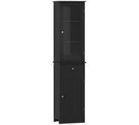 kleankin Mueble Columna de Baño Salvaespacio con Armario, Cajón y Estantes en MDF, 40x27x171.5cm, Negro