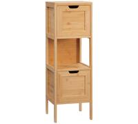 kleankin Mueble de Almacenamiento columna para baño en bambú 2 cajones y 1 estante - 30x30x90 cm Aosom España