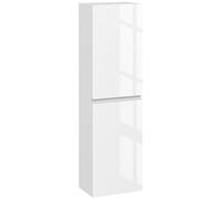 kleankin Mueble de baño alto de columna con puertas, 2 armarios, mueble de baño ahorra espacio con estantes ajustables para comedor, salón o salón, 35 x 25 x 120 cm, blanco brillante