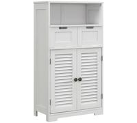 kleankin Mueble de baño armario 2 puertas estante ajustable 2 cajones nicho 61x30,5x109,5 cm Blanco Aosom España