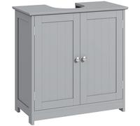 Kleankin Mueble de baño - Armario inferior para el lavabo - Gabinete de 2 puertas con estante - Dimensiones: 60B x 30D x 60H cm - Madera gris