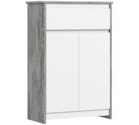 kleankin Mueble de Baño Autoportante con Cajón y Puertas Dobles Gris y Blanco Aosom España