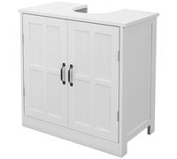 kleankin Mueble de Baño Bajo Lavabo con Estante Ajustable y Puerta Doble, Armario para Debajo con Carga 20 kg, 60x30x60 cm Blanco