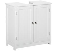 kleankin Mueble de baño bajo lavabo - mueble de lavabo - armario 2 puertas con estante - 60x30x60 cm - de madera blanca Aosom España