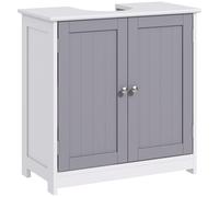 Kleankin Mueble de baño bajo lavabo - mueble de lavabo - armario de 2 puertas con estante - medidas 60x30x60 cm - en madera Gris Blanco Aosom España