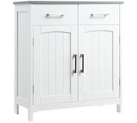 kleankin - Mueble de baño con 2 cajones, armario con puertas, estante ajustable, armario de baño, cocina, sala de estar, 68 x 33 x 76 cm, color blanco