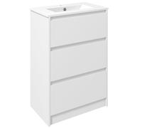 Kleankin Mueble de Baño con Lavabo Armario de Baño con 2 Cajones 61x37x88cm Blanco Brillante Aosom España