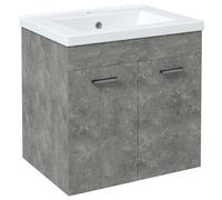 kleankin Mueble de Baño con Lavabo Cerámico Armario Bajo de Lavabo de Pared con 2 Puertas Estante Ajustable 60x45,5x60 cm Gris Aosom España