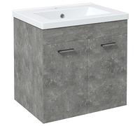kleankin Mueble de Baño con Lavabo Cerámico de Pared 60x45,5x60 cm Gris