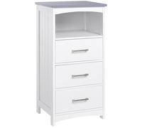 kleankin Mueble de baño con patas Mueble de Almacenamiento con 3 cajones y 1 estante 40x33x80 cm Blanco Aosom España