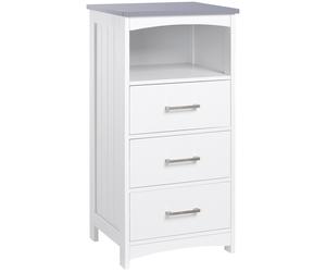 kleankin Mueble de baño con patas Mueble de Almacenamiento con 3 cajones y 1 estante 40x33x80 cm Blanco Aosom España