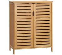 kleankin Mueble de baño en bambú armario de baño con patas con doble puerta de listones, 68 x 32 x 86 cm, natural