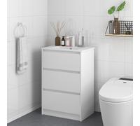 kleankin Mueble de Baño Lavabo de Baño Armario de Baño de Cerámica Sintética con lavabo y 2 Cajones 61x37x88 cm