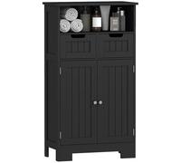 kleankin - Mueble de baño, mueble de almacenamiento con 2 cajones, nicho, armario con puerta, estante ajustable, armario de baño, cocina, sala de estar, 60 x 30 x 109 cm, color negro